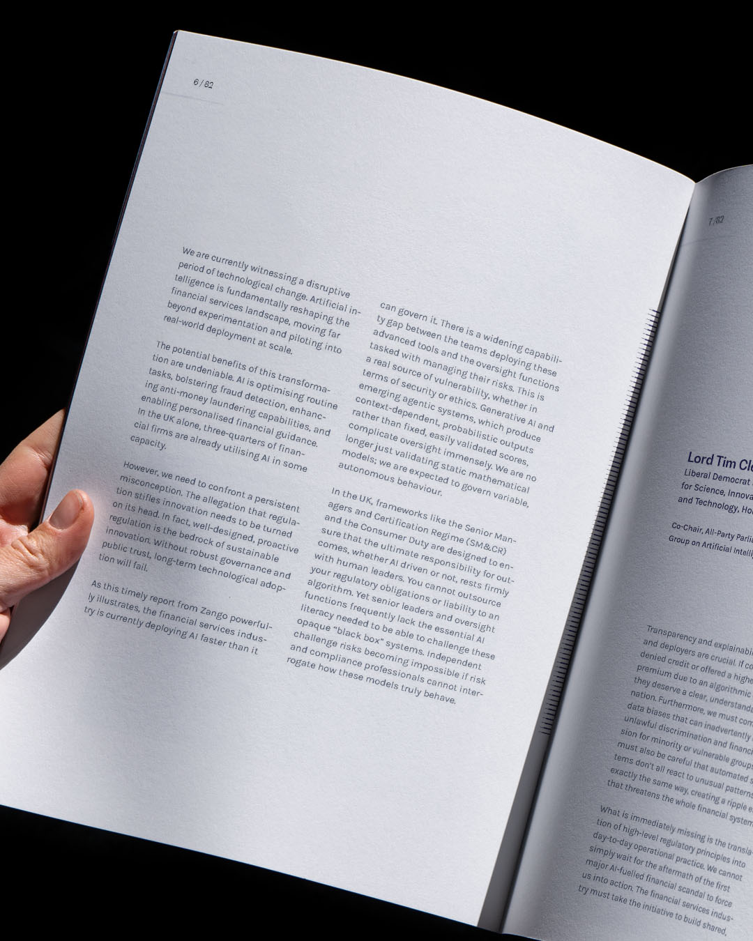 Zango AI, The Future of AI Governance & Compliance in Financial, Services Editorial design, Foreword by Lord Clement-Jones, close-up